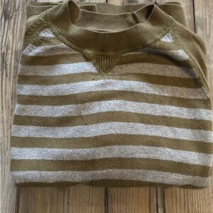 Lucky Brand Crewneck Sweater in Green and Gray Stripes
